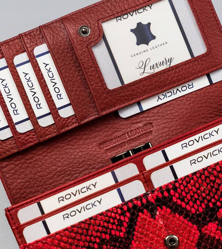 4U Cavaldi damski portfel podłużna duża klasyczna portmonetka skóra węża