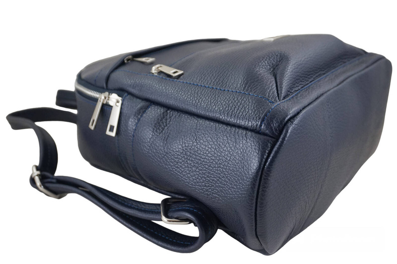 Stylowy plecak damski skórzany - Granatowy