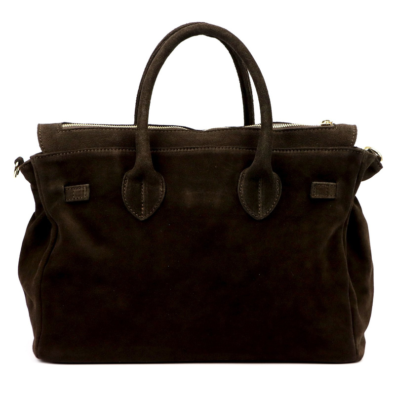 Camilla zamszowy kuferek skóra naturalna duża torebka na ramię kieszenie