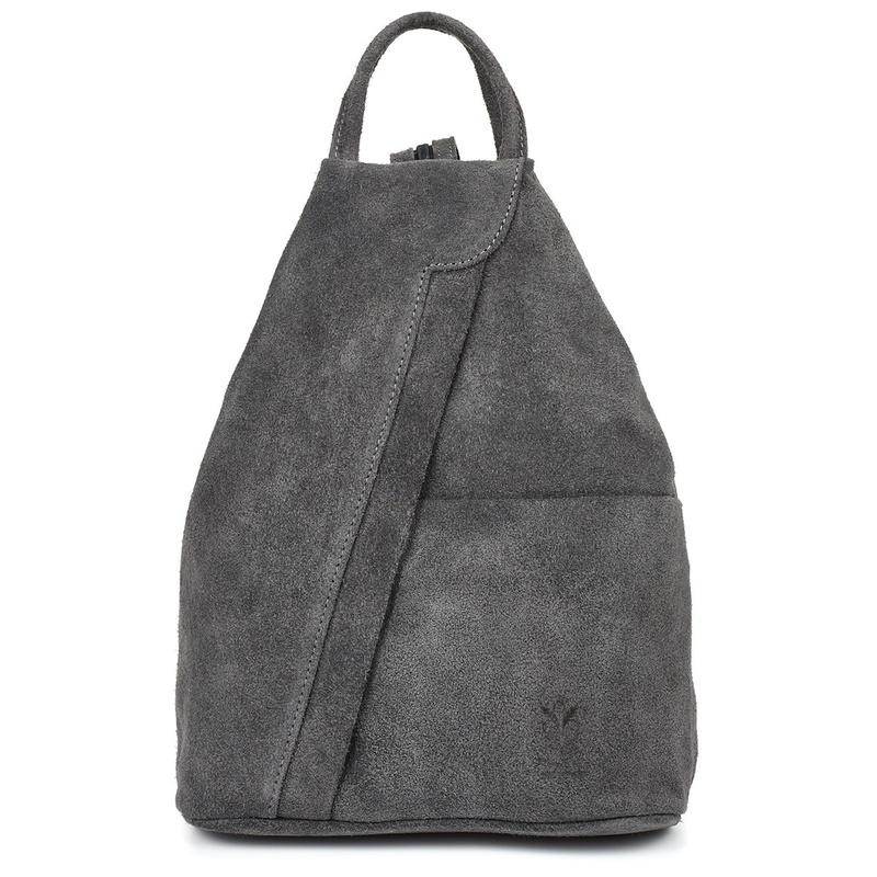 Szary Vera Pelle włoski Plecak Skórzany damski mały T53