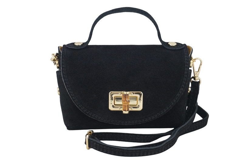 Mała torebka zamszowa wizytowa - Czarna