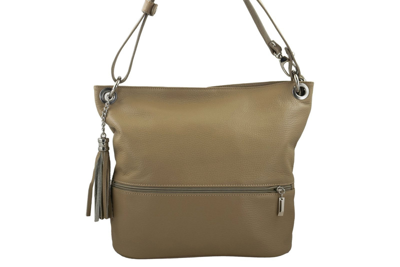 Skórzana torebka worek Barberinis - Beżowa