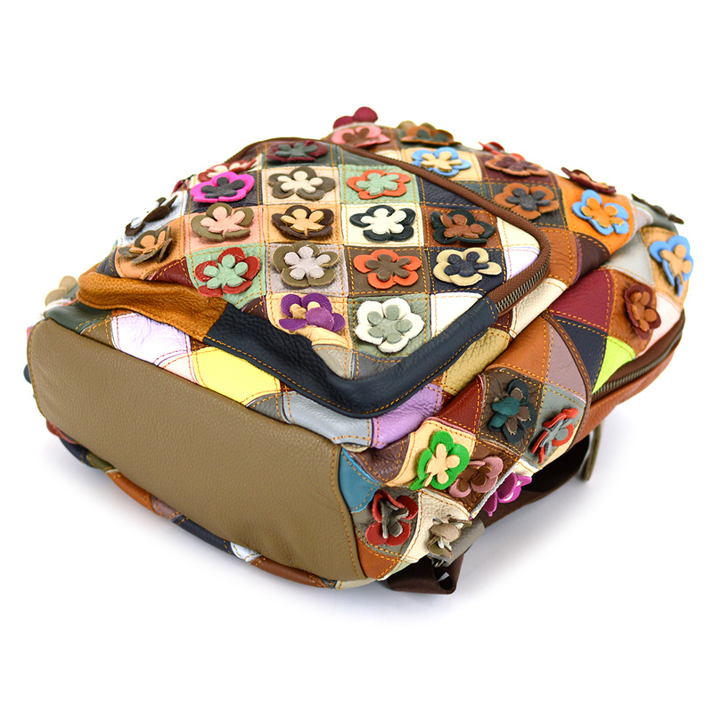 Wzorzysty damski plecak skórzany z wzorem mozaiki