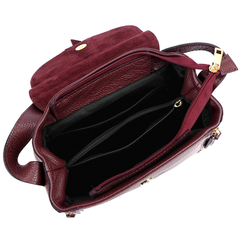 Luka Skórzana Damska listonoszka na ramię z organizerem i kieszeniami