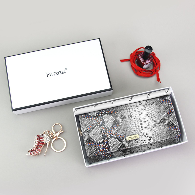 Skórzany damski portfel skóra węża PATRIZIA z RFID