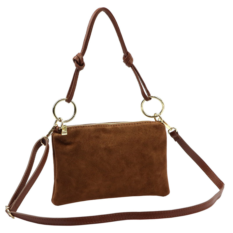 Mała zgrabna damska listonoszka na ramię ze skóry naturalnej zamszowej Luka