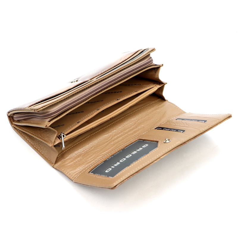 Gregorio damski portfel skóra naturalna podłużna klasyczna portmonetka