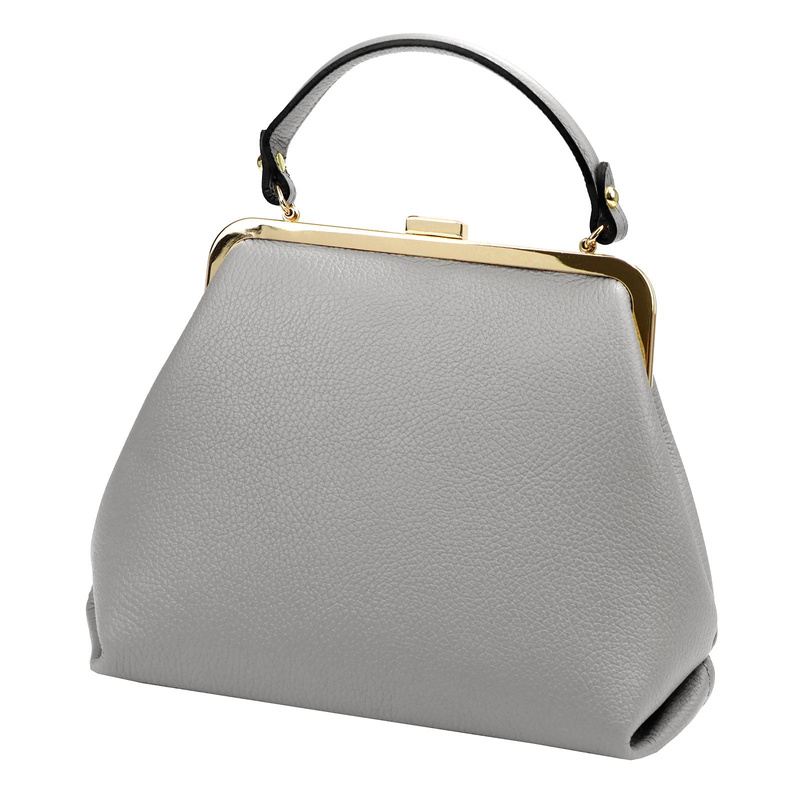 Luka mały kuferek damski skórzana torebka do ręki na bigiel z paskiem