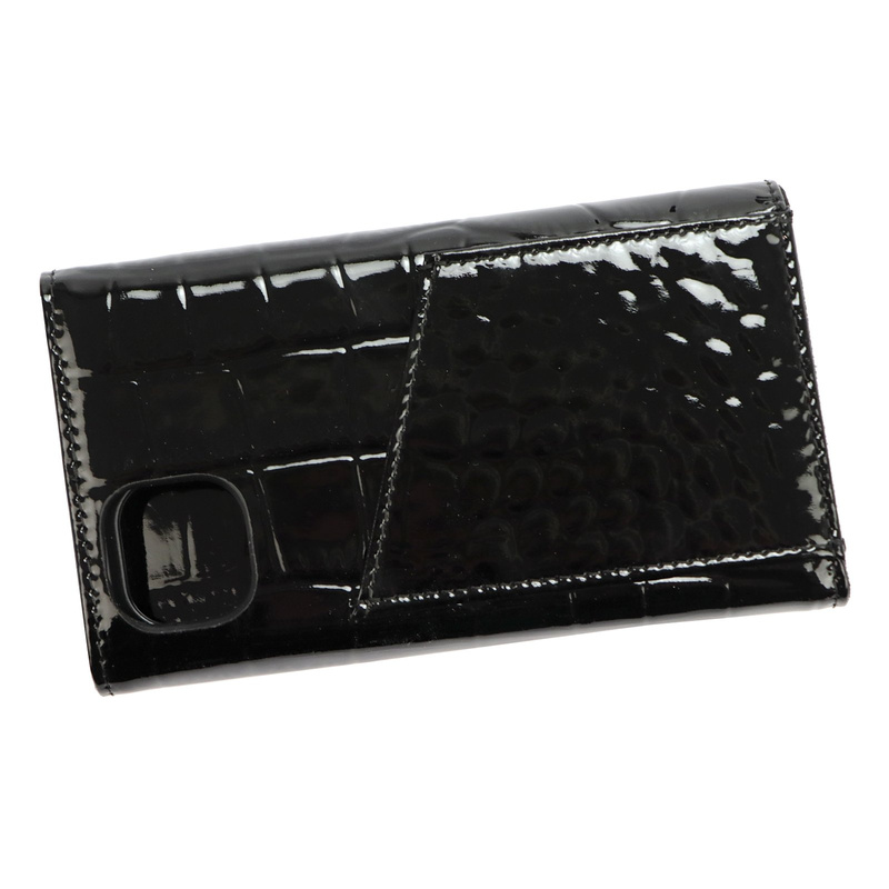 MiaMore etui na telefon z klapką skóra naturalna lakierowana IPHONE 13