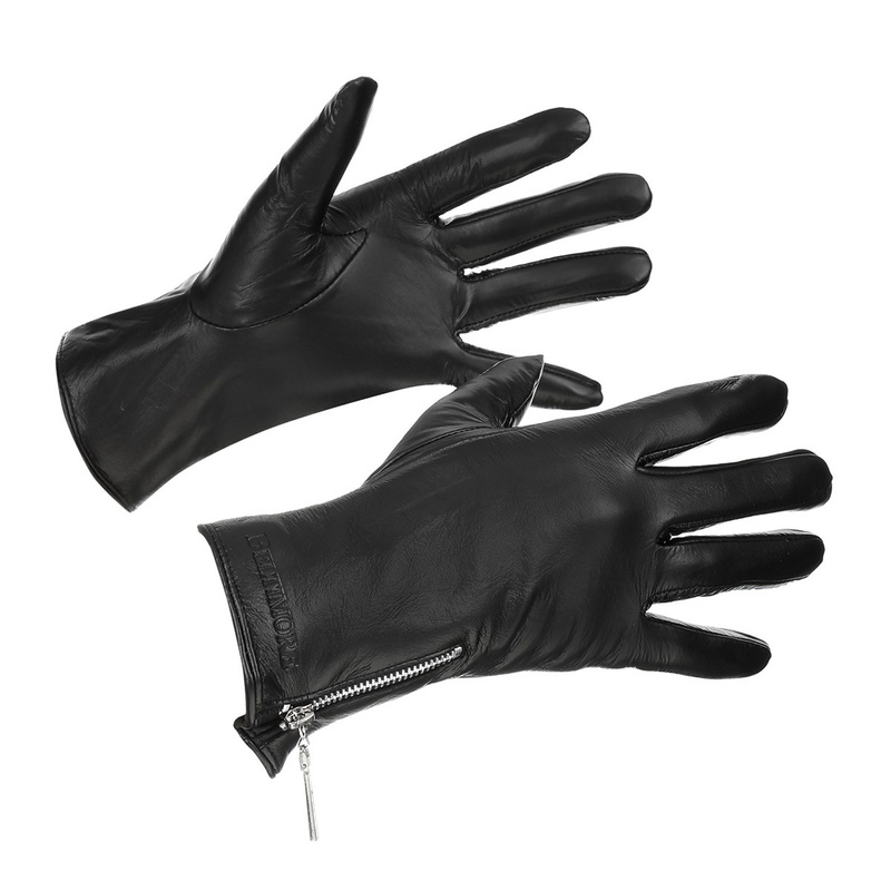 Rękawiczki skórzane damskie czarne polar BELTIMORE  K27 : Rozmiar rękawiczek - L/XL