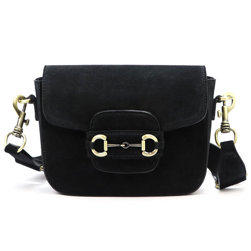 Vera Pelle damska listonoszka zamszowa przez ramię skórzana stylowa torebka