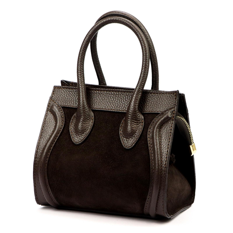 Vera Pelle damski mały kuferek skóra naturalna torebka na ramię z paskiem