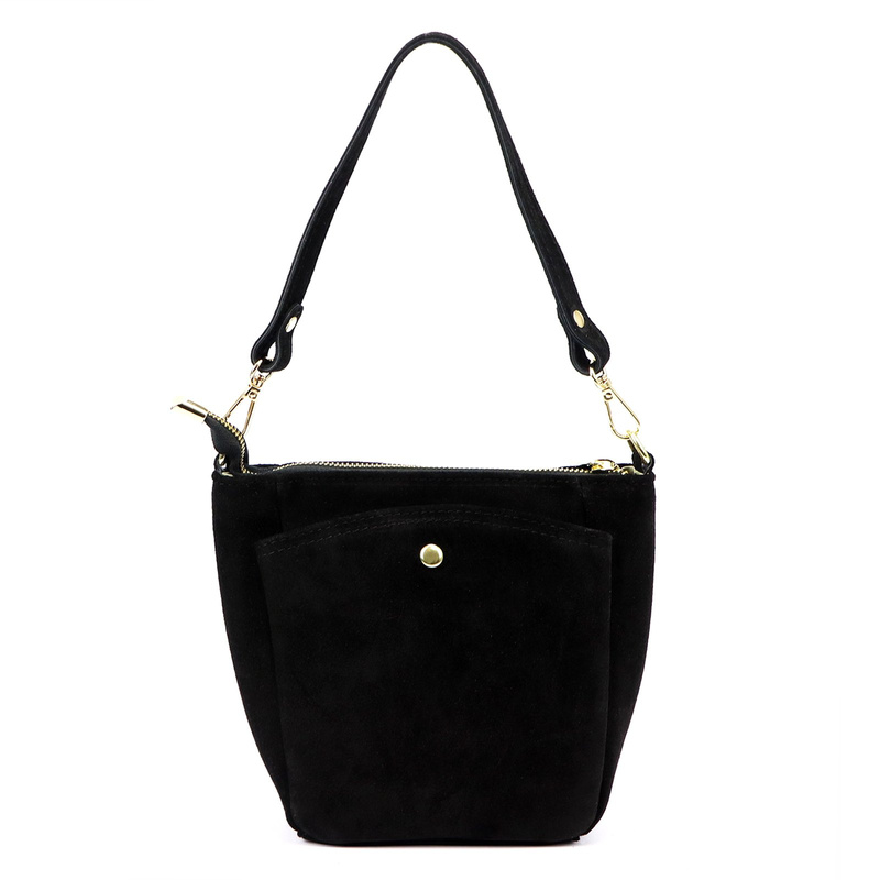 Vera Pelle damska listonoszka torebka na ramię skóra naturalna zamszowa