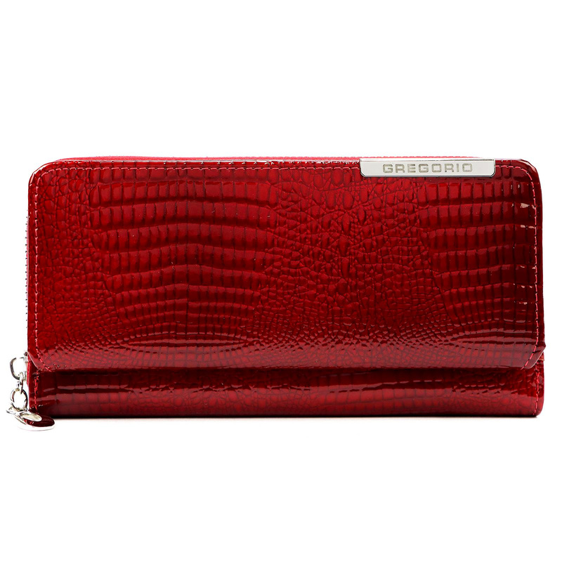 Skórzany duży lakierowany damski portfel Gregorio