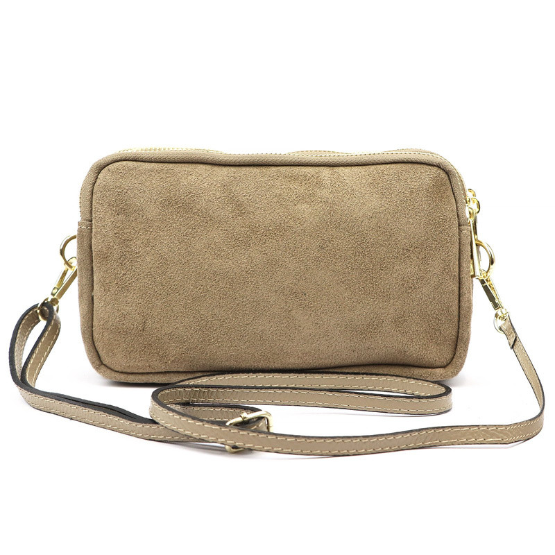 Gregorio damska listonoszka skóra naturalna zamsz trzykomorowa na ramię