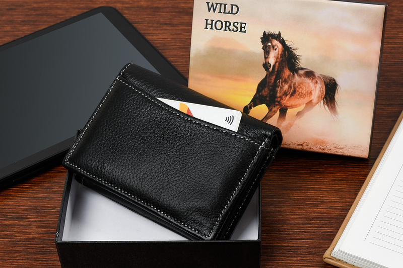 Portfel skórzany męski duży czarny Wild Horse RFiD G74