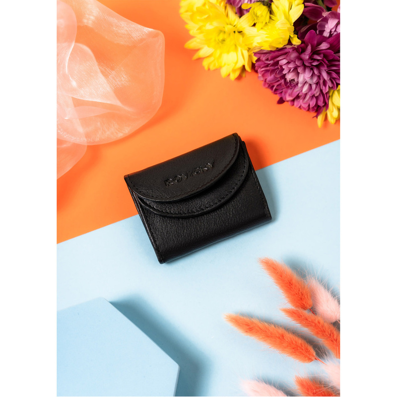 Skórzana mała minimalistyczna portmonetka damska
