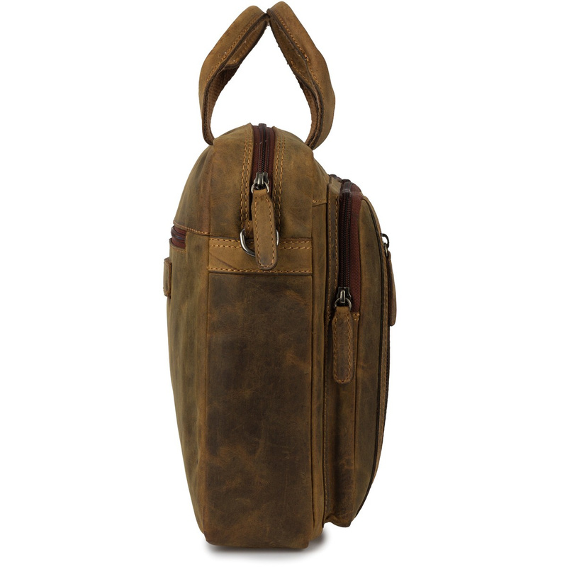 Torba męska skórzana na ramię laptopa duża brązowa nubuk biznesowa Beltimore N07