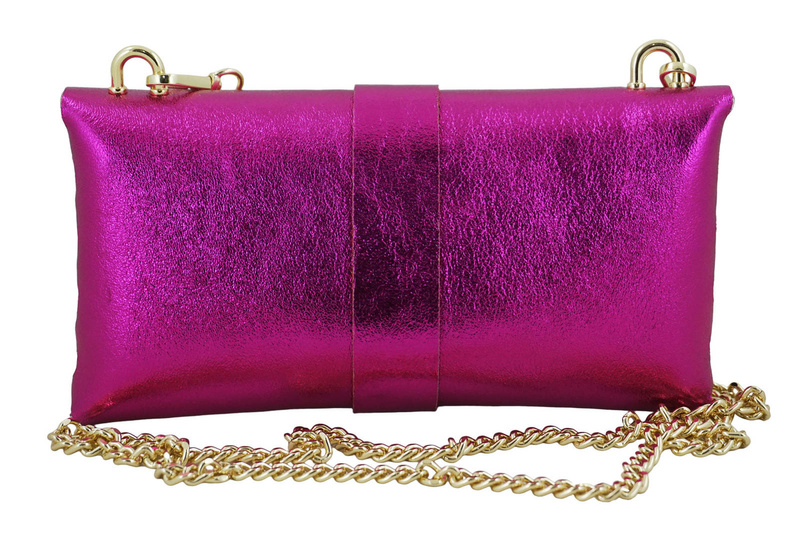 Torebka kopertówka metalizowana - Fuksja