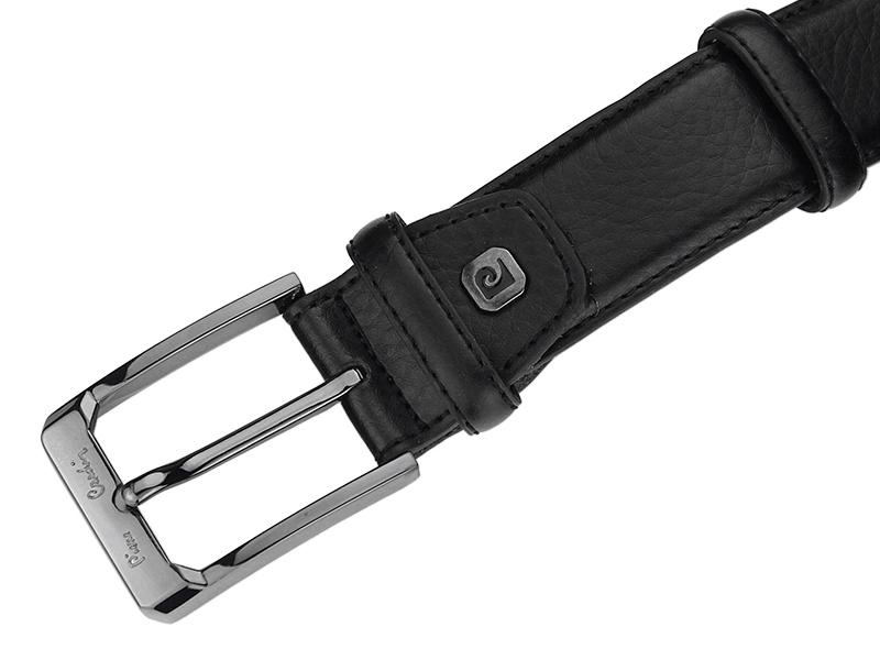 Pierre Cardin męski pasek do spodni skóra naturalna srebrna klamra