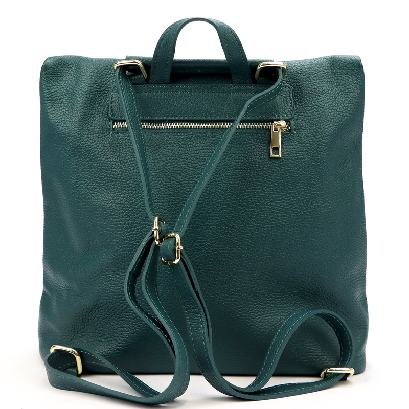 Vera Pelle Damski plecak z prawdziwej skóry duży z kieszeniami miejski