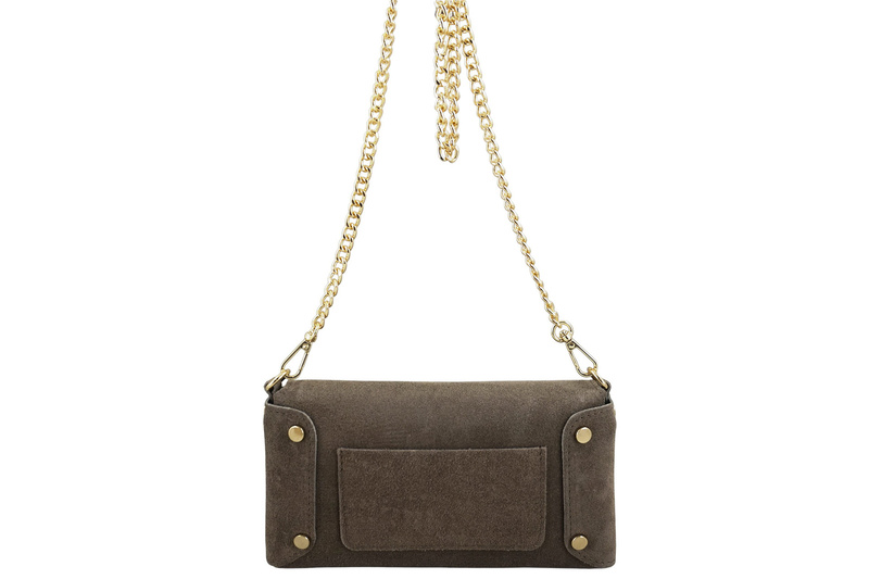 Zamszowa kopertówka na łańcuszku Barberinis - Beżowa ciemna