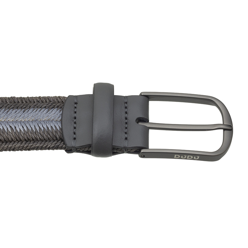 DuDu pasek do spodni męski z lnu i skóry naturalnej klasyczna klamra