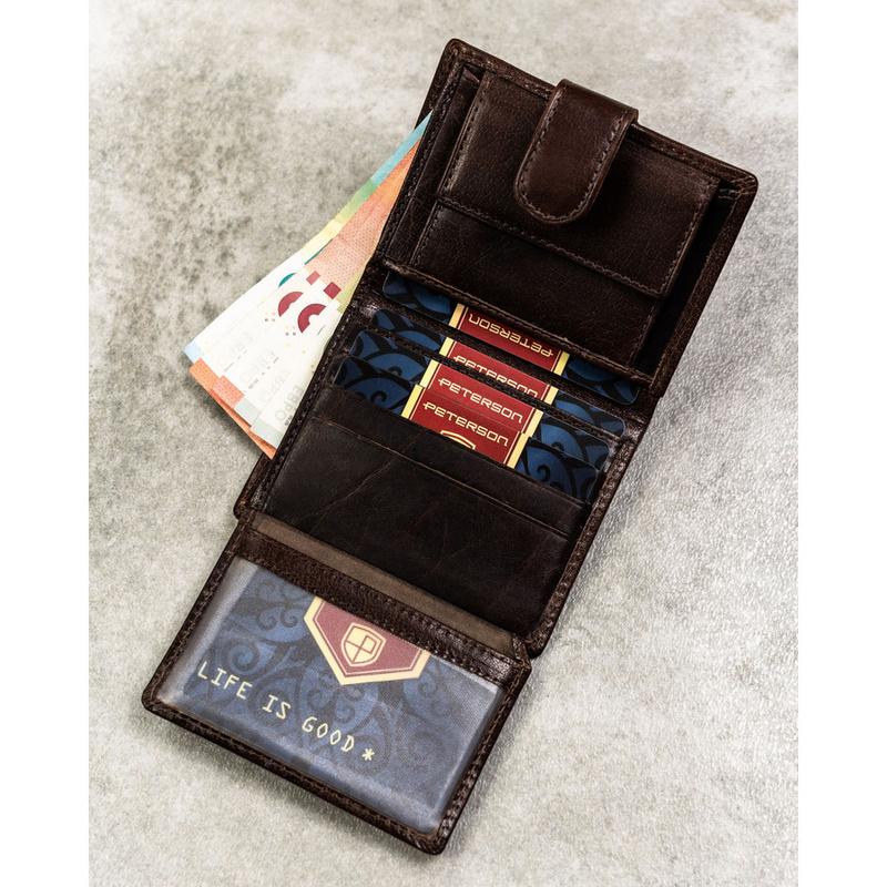 Skórzany męski portfel Peterson PTN RM-12L-BUF