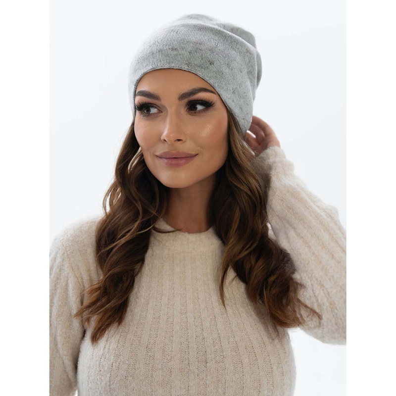 Modna czapka beanie damska w kolorze szarym - Peterson