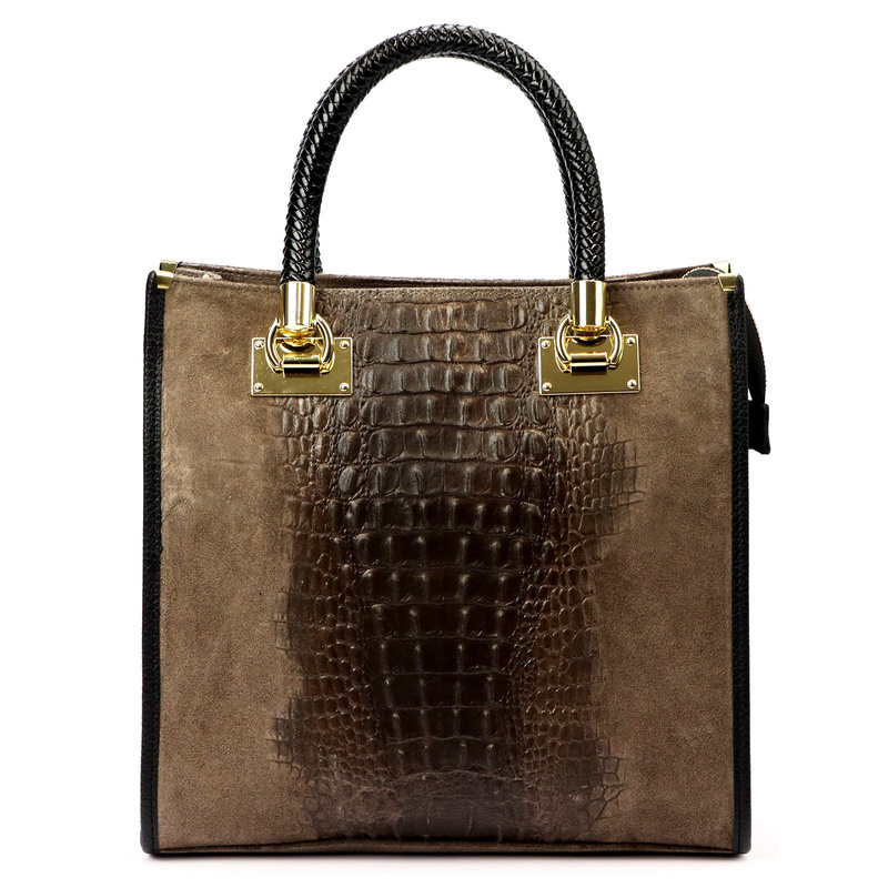 Vera Pelle damski kuferek skórzany torebka do ręki skóra krokodyla