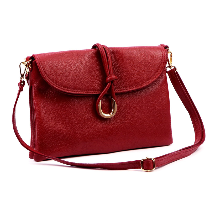 Elegancka damska skórzana listonoszka torebka na ramię z paskiem Luka