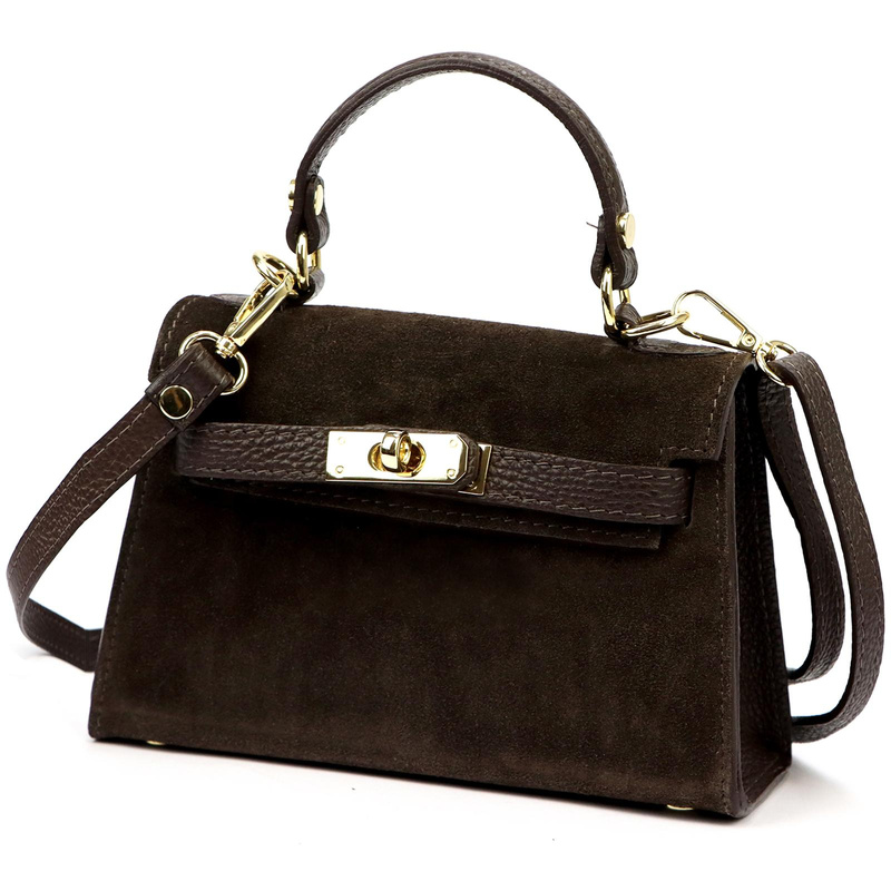 Skórzana Zamszowa damska mała listonoszka torebka na ramię z uchwytem Luka