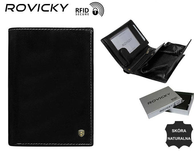 Elegancki Skórzany męski portfel Rovicky z RFID