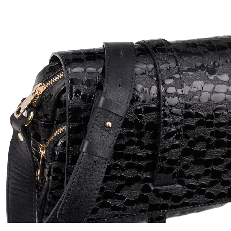 Torebka damska z efektem kropli czarna Canaletto złote wykończenia TD690s258