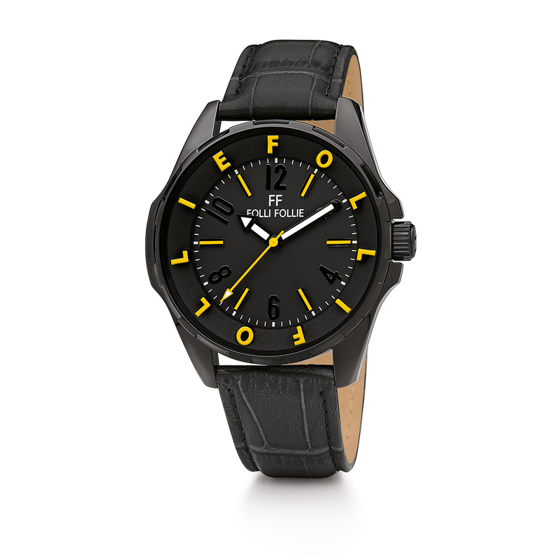 Zegarek FOLLI FOLLIE WF13Y006SPY. Kwarcowy, Kolor czarny. Unisex.
