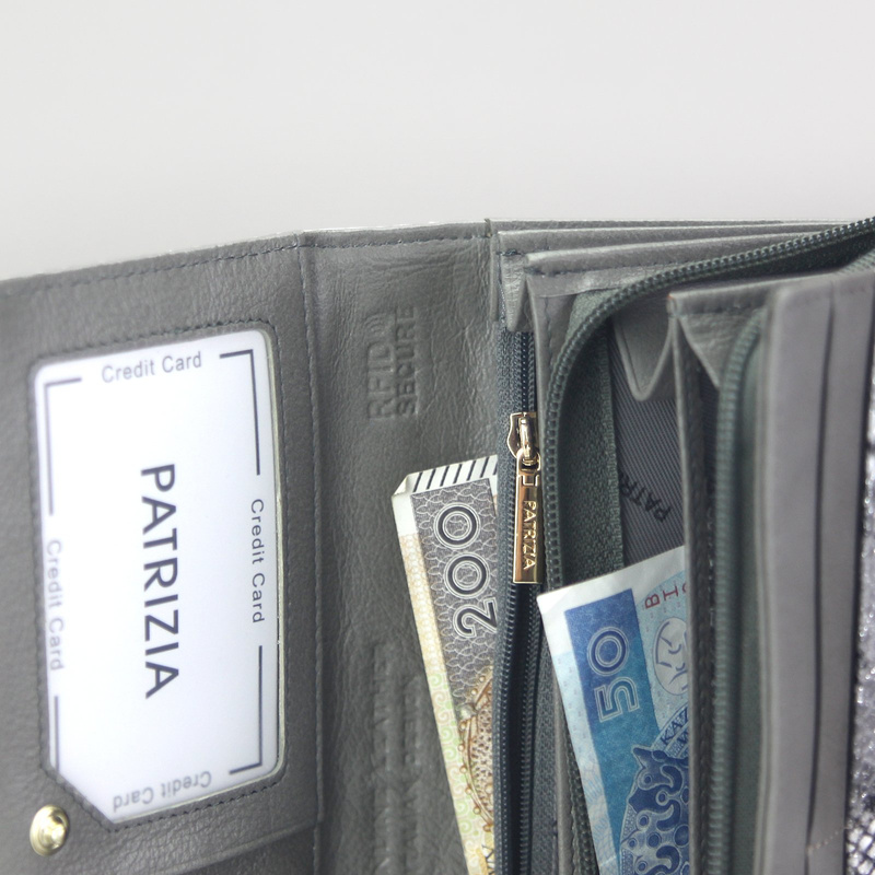 Skórzany damski portfel skóra węża PATRIZIA z RFID