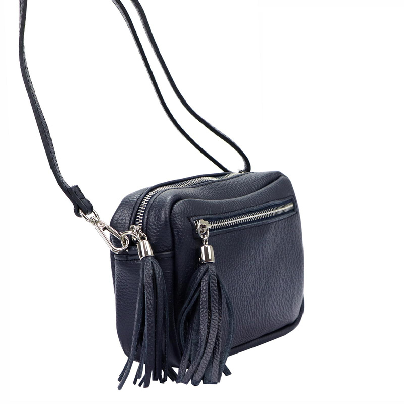 Damska listonoszka torebka Skórzana z brelokiem frędzlem i kieszeniami Luka