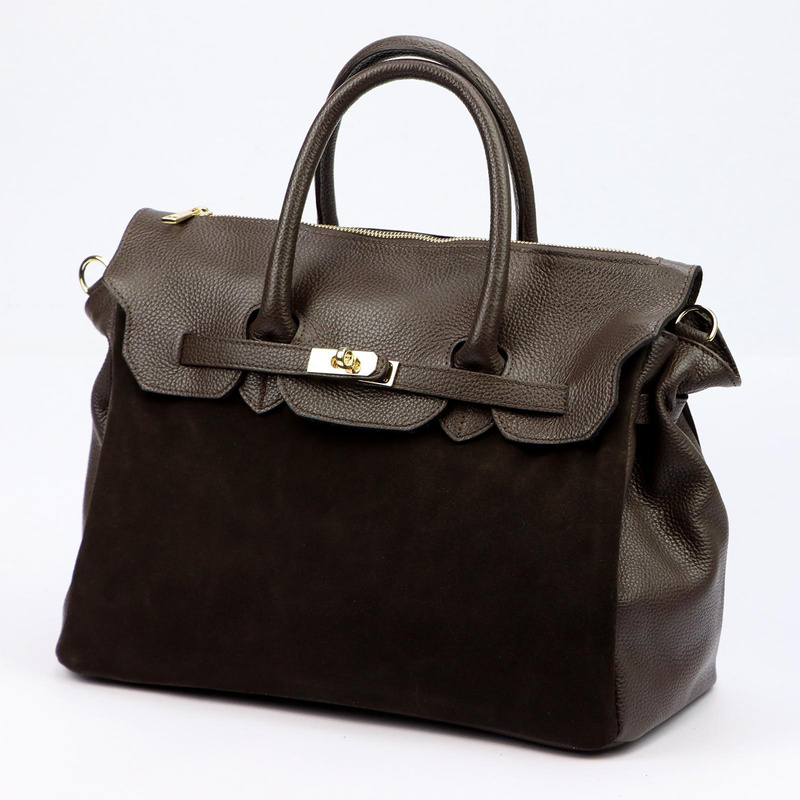 Camilla damski kuferek duża torebka do ręki skóra naturalna dopinany pasek