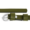 Pasek damski wąski solidny skórzany do sukienki khaki S19 : Kolory - zielony, Rozmiar pasków - r.105-120 cm