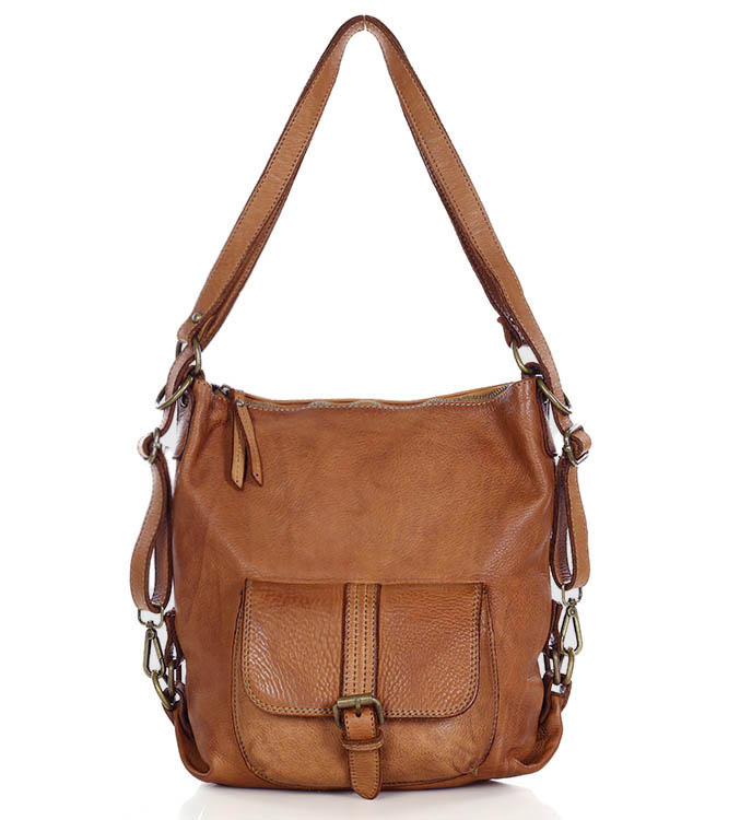 Torba skórzana dla wymagających z opcją plecak old school leather bag - MARCO MAZZINI camel