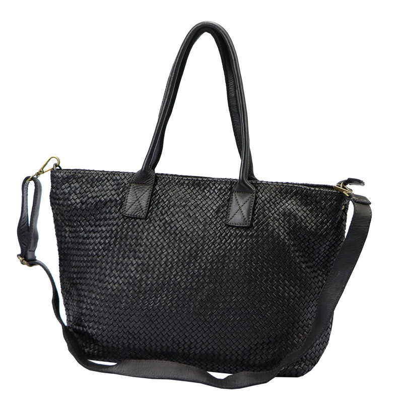 VS Pleciona shopperbag damska Damska torebka na ramię ze skóry naturalnej