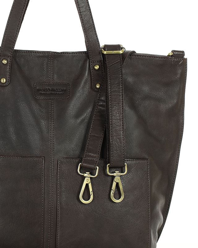 Torebka skórzana brązowa czekoladowa duża typu shopper - MARCO MAZZINI