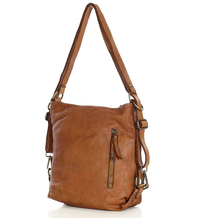 Torba skórzana dla wymagających z opcją plecak old school leather bag - MARCO MAZZINI camel