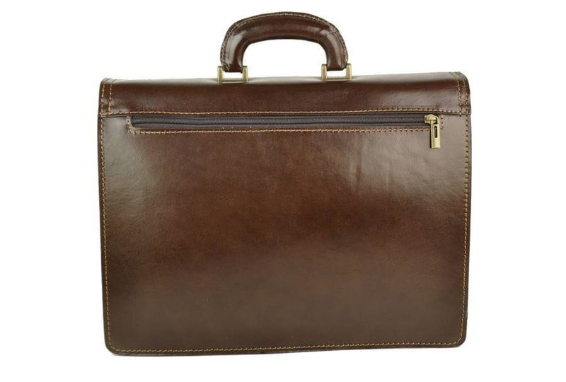 Aktówka męska skórzana - Barberini's - Brązowa ciemna