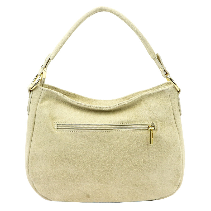 Vera Pelle Torebka Skórzana Damska Listonoszka Na Ramię Zamsz Naturalna