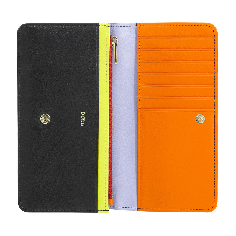 DUDU portfel damski skóra naturalna podłużna portmonetka zatrzask