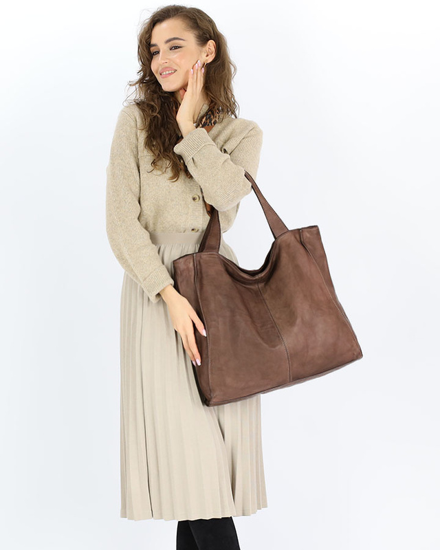MARCO MAZZINI Torebka miejski shopper bag skóra naturalna handmade brąz