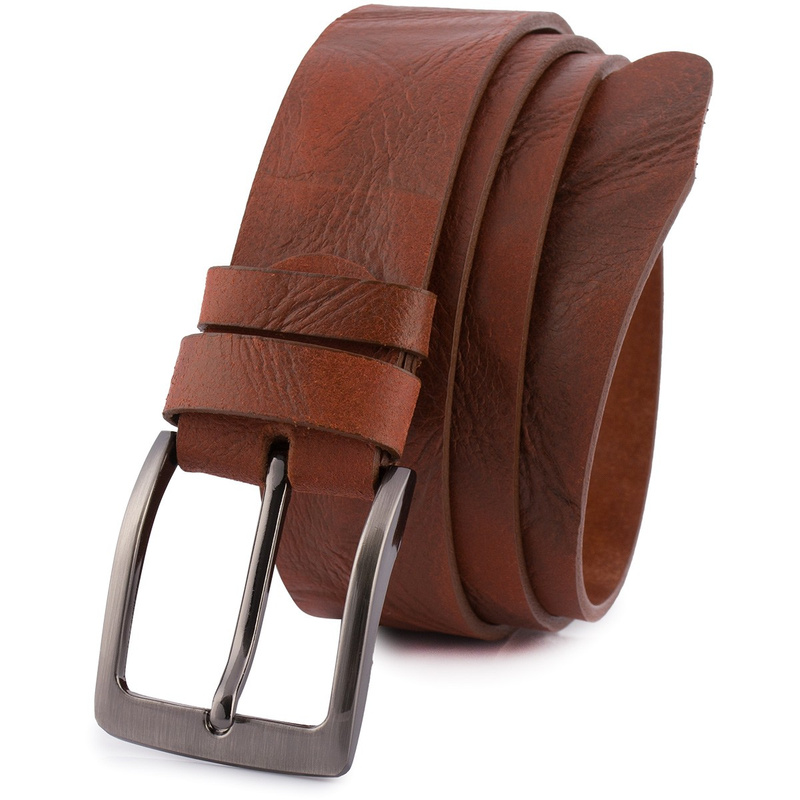 Pasek męski skórzany premium szeroki 4 cm klasyczny skóra licowa Beltimore brązowy E35 : Kolory - brązowy, beżowy