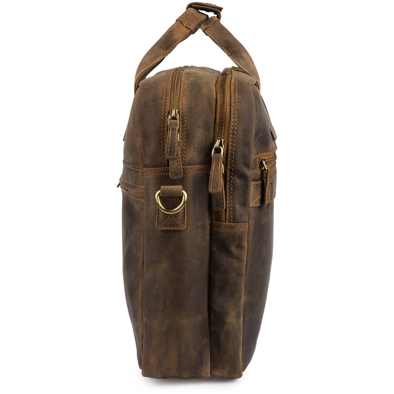 Duża solidna skórzana torba Beltimore na laptopa dokumenty brązowa nubuk M87