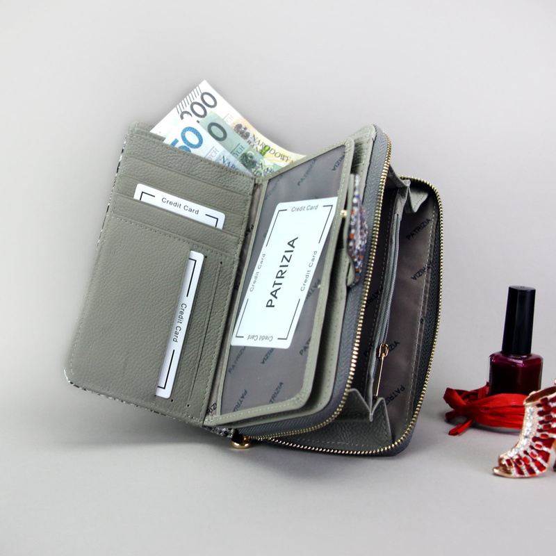 Pionowy Skórzany damski portfel PATRIZIA z RFID